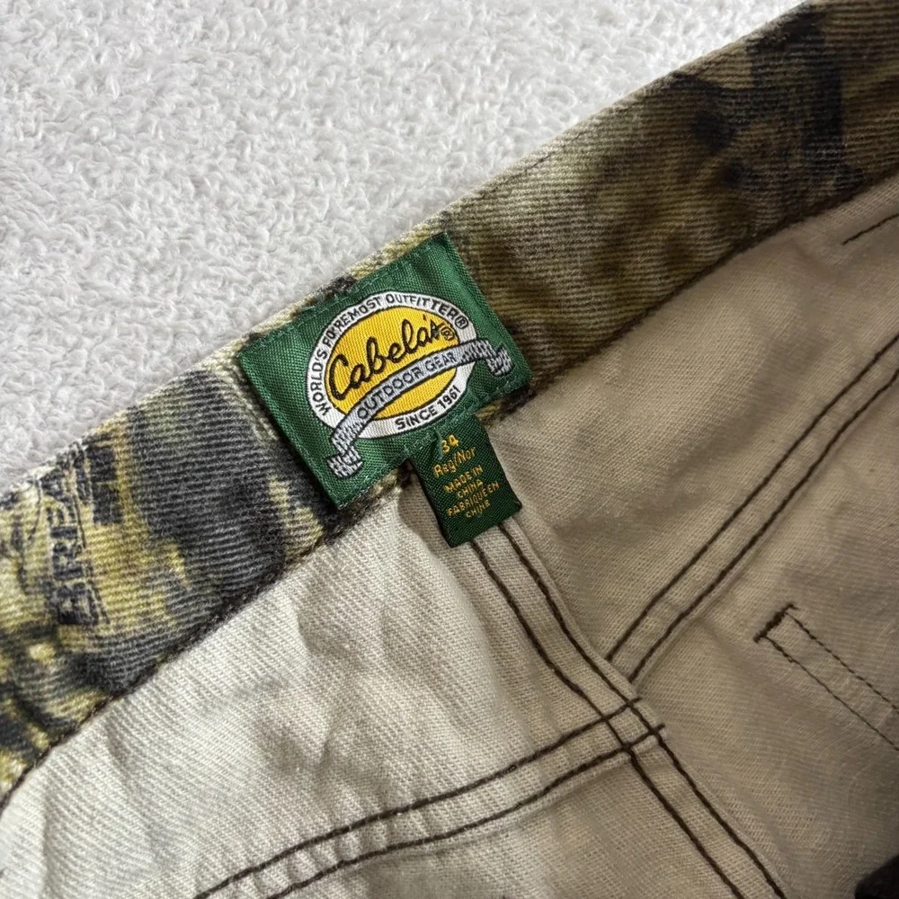 Cabelas Mossy Oak Break Up Hunting Pants Mens 34 Reg Green‎ Camo Cargo Pockets